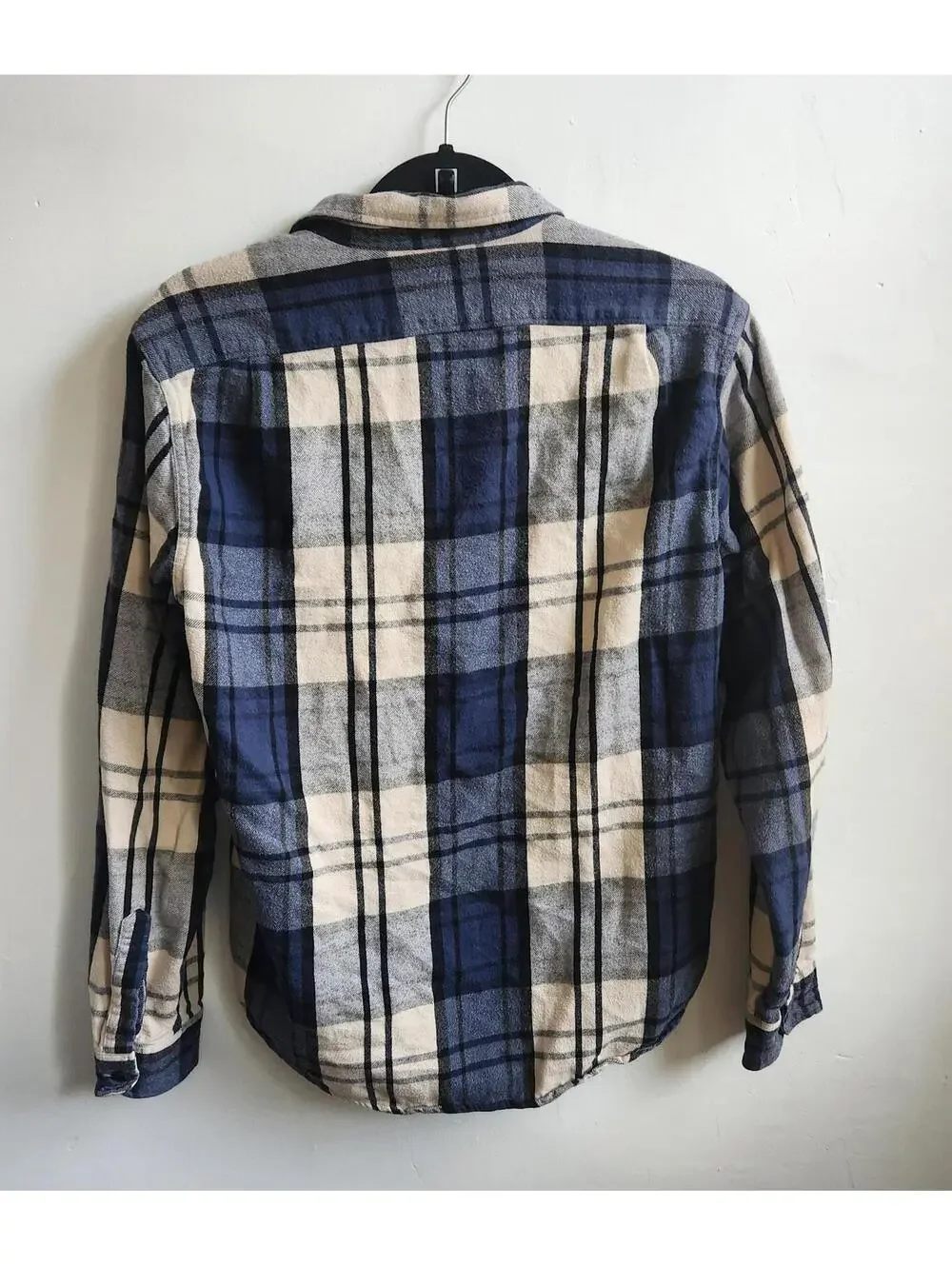 J Crew Shirt Mens Medium Blue Gray Plaid Flannel Slim Fit Button Down Casual